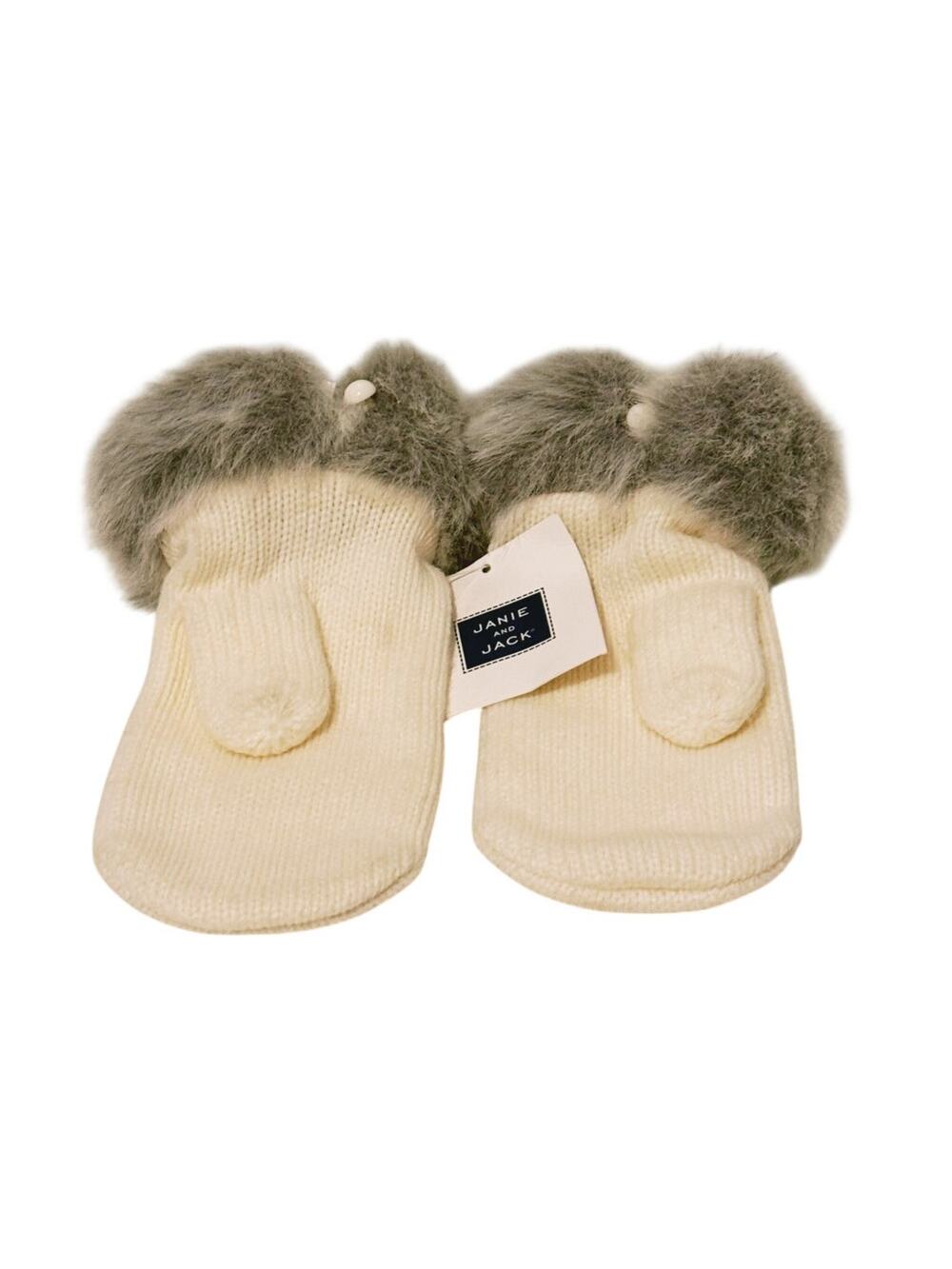 NWT Janie & Jack Toddler Child Fur Lined Mittens Age 4-5 years Winter Cozy Warm